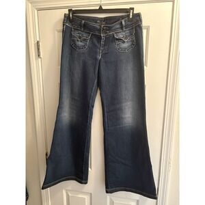 Silver Jeans Co Jeans Womens 32x33 Blue Starr Trouser Wide Leg Flap Pockets